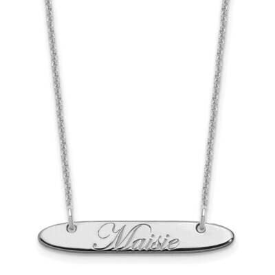Polished Oblong Edwardian Script Bar Necklace 10k White Gold Small 10XNA1216W, MPN: 10XNA1216W,