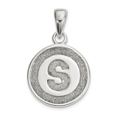 Letter S Circle Pendant Sterling Silver Glitter Enamel  QC9180S, MPN: QC9180S, 886774048581