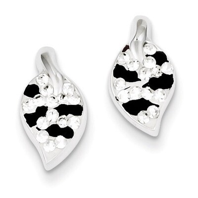 Sterling Silver Stellux Crystal Animal Print Leaf Shaped Post Earrings QE9464