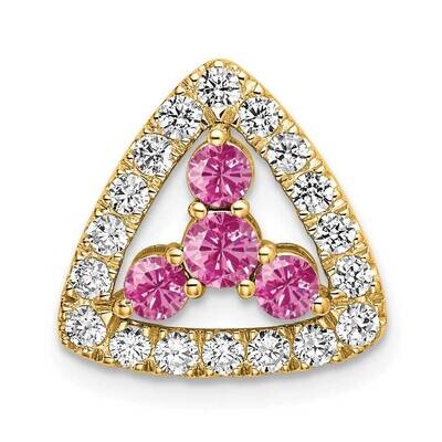 Si1/Si2, G H I, Lab Crtd Pnk Sapphtriangle Pendant 14k Gold Lab Grown Diamond PM7932-CPS-045-YLG, M…