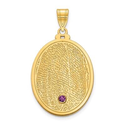 Oval Fingerprint with Birthstone Pendant Sterling Silver Gold-plated XNA1075GP, MPN: XNA1075GP,