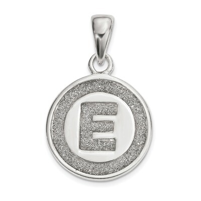 Letter E Circle Pendant Sterling Silver Glitter Enamel  QC9180E, MPN: QC9180E, 886774069029