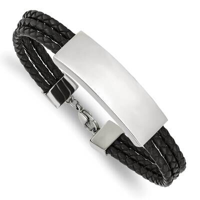Black Leather Multi Strand 8 Inch Id Bracelet Stainless Steel Polished SRB2895-8, MPN: SRB2895-8, 1…