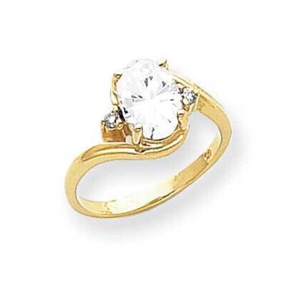 8x6mm Oval Cubic ZirconiDiamond Ring 14k Gold Y2245CZ_AA, MPN: Y2245CZ_AA, 883957616278
