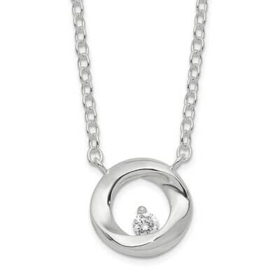 CZ Diamond Necklace 18 Inch Sterling Silver Polished QG6113-18, MPN: QG6113-18, 196904161975