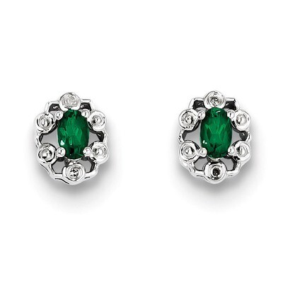 Emerald &amp; Diamond May Earrings Sterling Silver QBE22MAY, MPN: QBE22MAY, 883957487939
