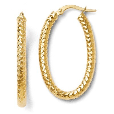 Leslie&#39;s ForeverLite Polished and Textured Oval Hoop Earrings - 14k Gold HB-LE463, MPN: LE463, 8867…