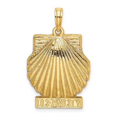 2-D Ocean City Under Scallop Shell Charm 14k Gold K8272, MPN: K8272, 637218103706