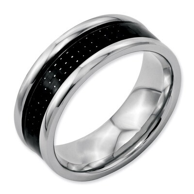 Black Carbon Fiber 8mm Polished Band - Stainless Steel SR56 by Chisel, MPN: SR56, 886774032399
