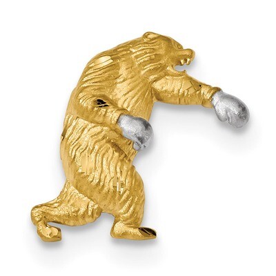 Satin Diamond -cut Boxing Bear Chain Slide 14k White Gold &amp; Rhodium K6009, MPN: K6009, 883957220185