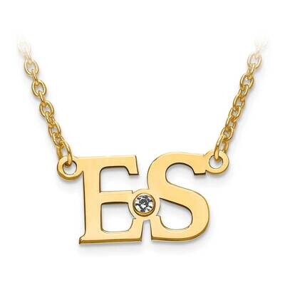 Laser Polished Birthstone Initial Pendant with Chain Gold-plated Silver XNA656GP, MPN: XNA656GP, 88…