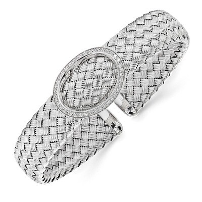Leslie&#39;s CZ Woven Flexible Cuff Sterling Silver HB-QLF484, MPN: QLF484, 886774568928