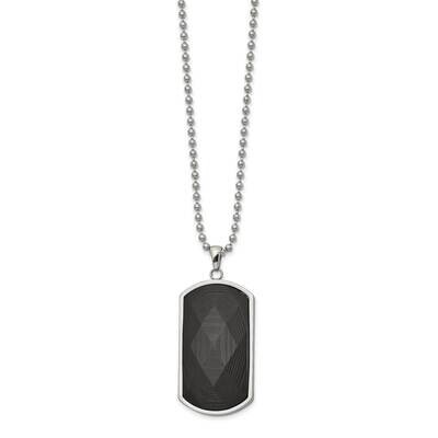Solid Black Carbon Fiber Inlay 24 Inch Necklace Stainless Steel Polished SRN2621-24 by Chisel, MPN:…