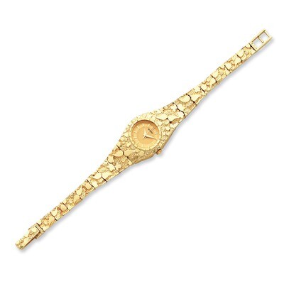 Ladies Circular Champagne 22mm Dial Solid Nugget Watch 14k Gold NB260Y-7, MPN: NB260Y-7, 8867740792…