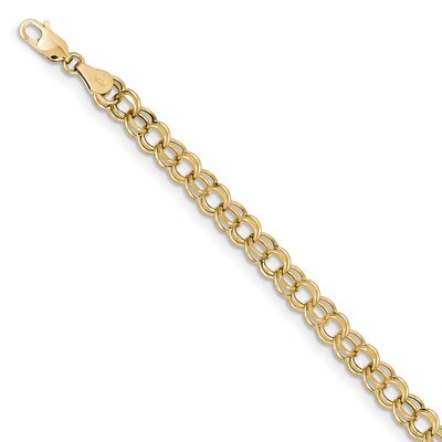 8 Inch 8in 5.5mm Hollow Double Link Charm Bracelet 10k Gold 10DOH22-8, MPN: 10DOH22-8, 191101441011