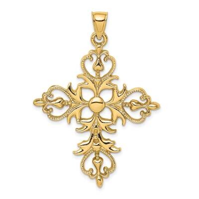 Large Cross with Fleur-De-Lis Tips Charm 14k Gold K8541, MPN: K8541, 637218184644