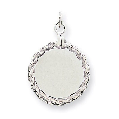 Round with Rope Disc Charm Engravable Sterling Silver QM385/18, MPN: QM385/18, 883957581811