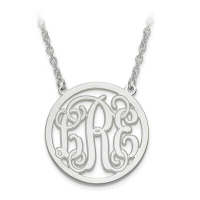 Etched Outline Monogram Circle Pendant with Chain 14k White Gold Laser XNA566W, MPN: XNA566W, 88677…