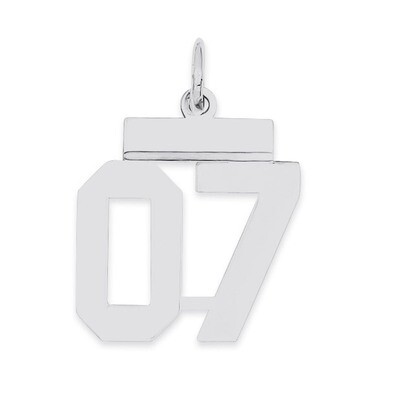 Small Polished Number 07 with Top Sterling Silver QSS07T
