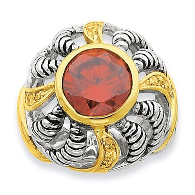 Gold-plate Antique CZ Ring Sterling Silver QR2643-8