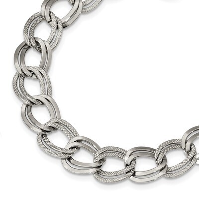 Textured 8 inch Link Bracelet Stainless Steel Polished SRB1839-8 by Chisel, MPN: SRB1839-8, 1911016…