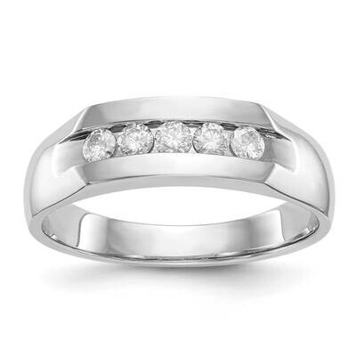 Diamond Vs/Si, D E F, 5-Stone Men&#39;s Channel Band 14k White Gold True Origin Lab Grown RM3461B-035-W…