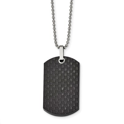 Solid Black Carbon Fiber Dog Tag Necklace Stainless Steel SRN2289-24 by Chisel, MPN: SRN2289-24, 19…