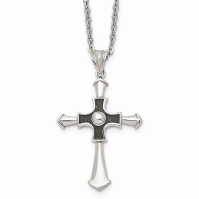 Polished Cross 22 Inch Necklace Stainless Steel Antiqued SRN1159-22 by Chisel, MPN: SRN1159-22, 191…
