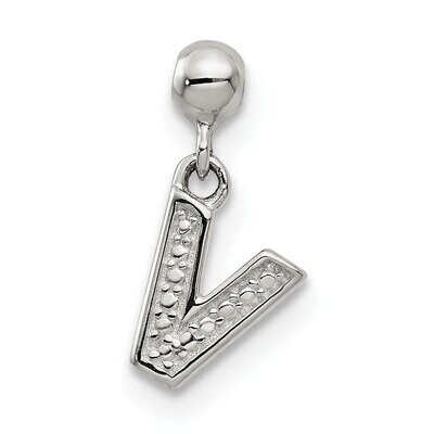 Letter V Charm Sterling Silver Dangle QMM190V, MPN: QMM190V,