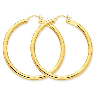 Polished 4mm x 55mm Tube Hoop Earrings 10k Gold 10T953, MPN: 10T953, 883957896397