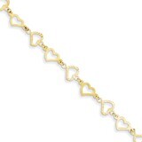 Flat Diamond Cut Open Hearts Bracelet 7.25 Inch 14k Gold FB1358-7.25, MPN: FB1358-7.25, 883957500638