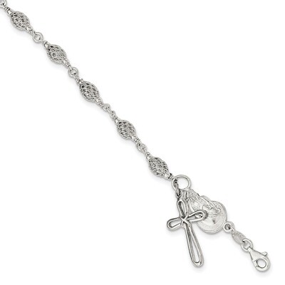 Fancy Rosary Bracelet 7.5 Inch Sterling Silver Polished QH5138-7.5, MPN: QH5138-7.5, 196904161517