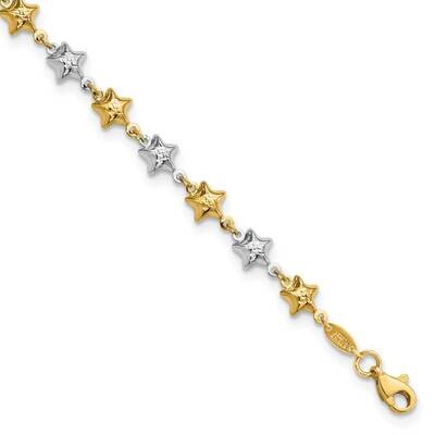 Puffed Star Bracelet 14k Two-Tone Gold FB1874-7.75, MPN: FB1874-7.75, 883957810829