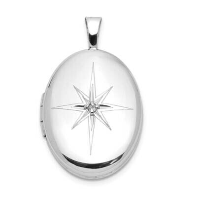 Diamond Starburst 19X15mm Oval Locket Sterling Silver Rhodium-plated QLS1054, MPN: QLS1054,