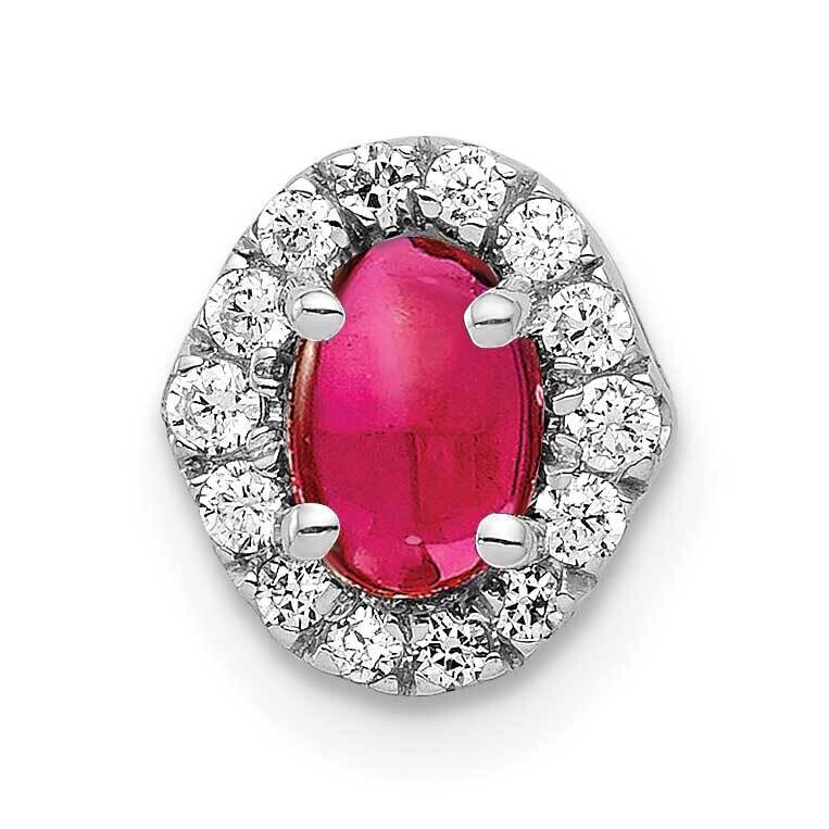 Cabochon .73 Ruby Halo Chain Slide 14k White Gold Diamond PM4035-RU-012-WA, MPN: PM4035-RU-012-WA, …