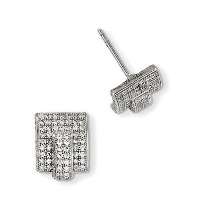 CZ Brilliant Embers Post Earrings Sterling Silver QMP861