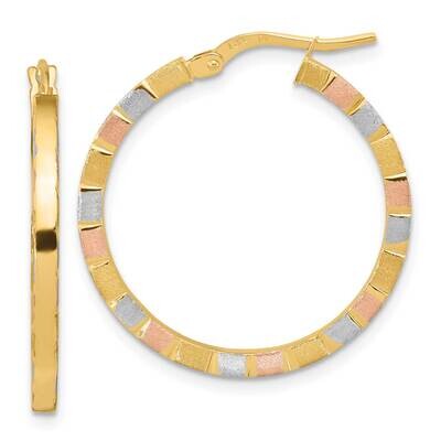 White &amp; Rose Rhodium Polished &amp; Satin Hoop Earrings 14k Gold TF1974, MPN: TF1974, 191101785733