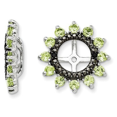Peridot &amp; Black Sapphire Earring Jacket Sterling Silver Rhodium QJ108AUG, MPN: QJ108AUG, 1911013856…