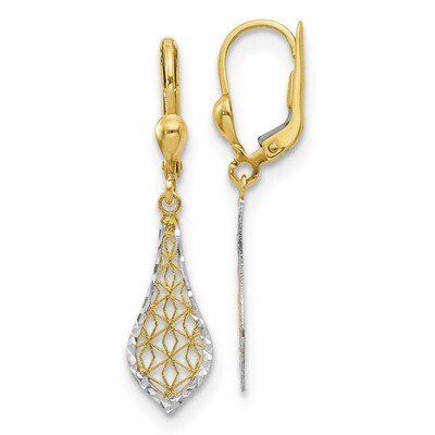 Leslie&#39;s Rhodium Fancy Dangle Leverback Earrings 10k Gold HB-10LE454, MPN: 10LE454, 191101736841