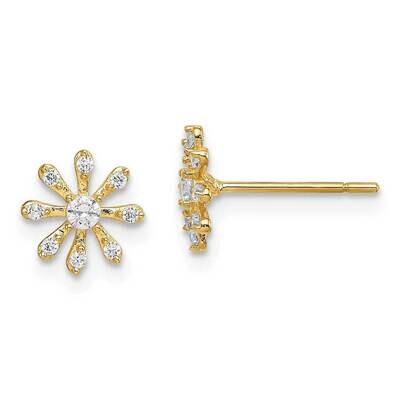 Flower Post Earrings 14k Gold CZ Diamond SE2874 by Madi K, MPN: SE2874, 191101901898