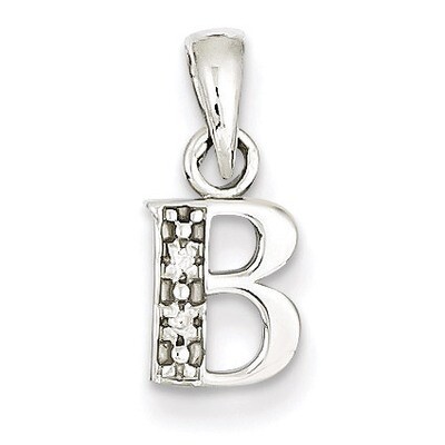 Polished .01ct Diamond Initial B Pendant 14k White Gold YC251B, MPN: YC251B, 883957323602
