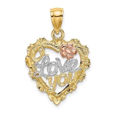 Heart with I Love You Inside Charm 14k Tri-Color Gold K8963, MPN: K8963, 637218021147