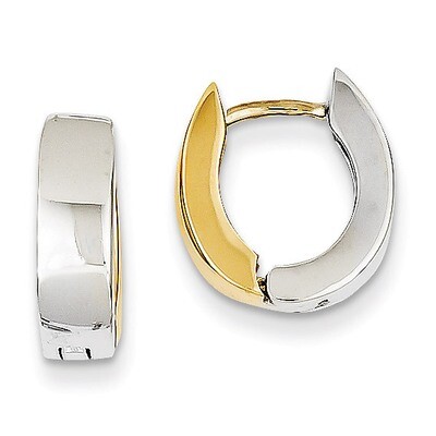 Polished Hinged Hoop Earrings 14k Two-Tone Gold TM583, MPN: TM583, 637218098996