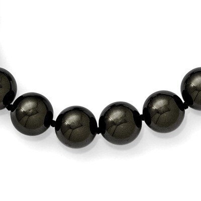 12-13Mm Black Shell Bead with CZ Clasp Necklace Sterling Silver QMJN127B-18, MPN: QMJN127B-18, 8867…