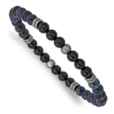 Antique Bronze-Plated Black Agate/Lapis Bracelet Stainless Steel Brushed SRB3026, MPN: SRB3026, 191…