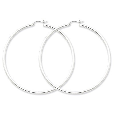 2.5mm Round Hoop Earrings Sterling Silver Rhodium-plated QE4393, MPN: QE4393, 883957930138