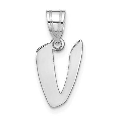 Script Letter V Initial Pendant 14k White Gold Polished YC1438WV, MPN: YC1438WV, 196904083857