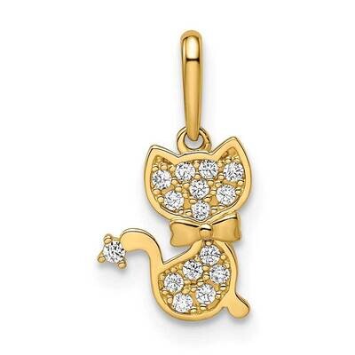 Cat Pendant 14k Gold CZ Diamond GK1097 by Madi K, MPN: GK1097,