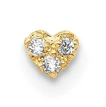 Heart Nose Post 14k Gold CZ Diamond BD152, MPN: BD152, 886774015279