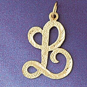 Dazzlers Jewelry Initial L Classic Pendant Necklace Charm Bracelet in Yellow, White or Rose Gold 95…